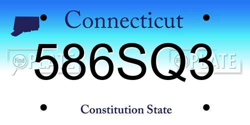 586SQ3 Connecticut License Plate