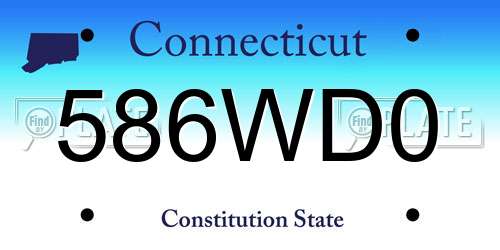 586WD0 Connecticut License Plate