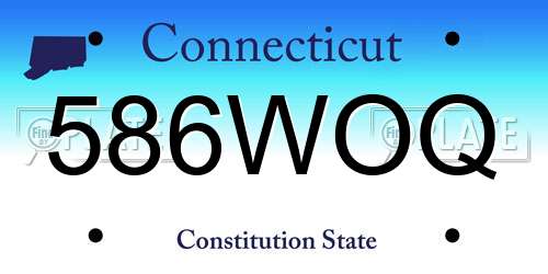 586WOQ Connecticut License Plate