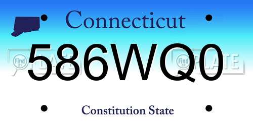 586WQ0 Connecticut License Plate