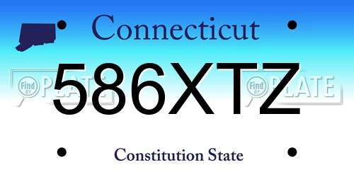 586XTZ Connecticut License Plate