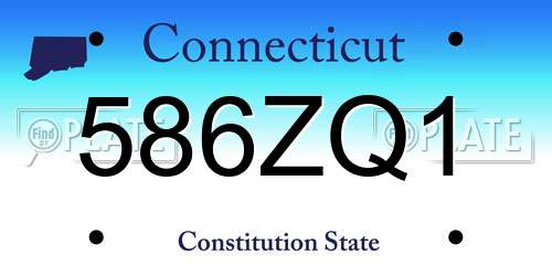 586ZQ1 Connecticut License Plate