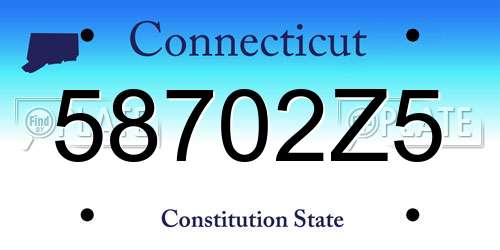 58702Z5 Connecticut License Plate