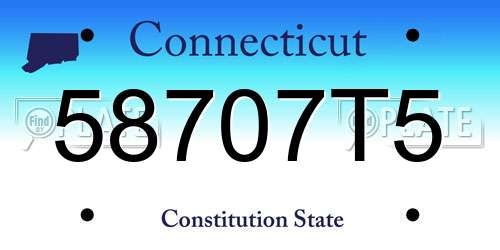 58707T5 Connecticut License Plate