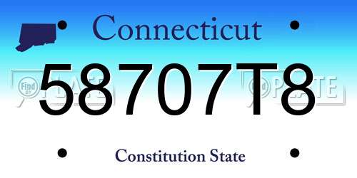 58707T8 Connecticut License Plate