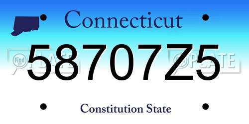 58707Z5 Connecticut License Plate