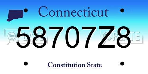 58707Z8 Connecticut License Plate