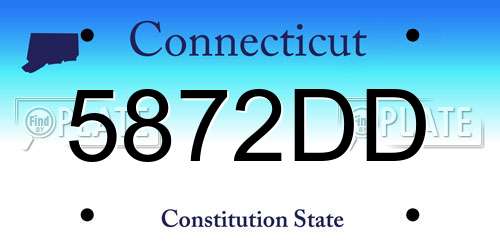 5872DD Connecticut License Plate
