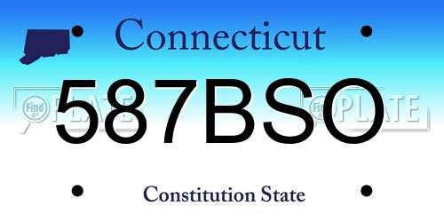 587BSO Connecticut License Plate