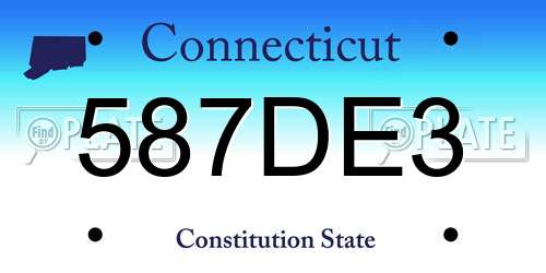 587DE3 Connecticut License Plate