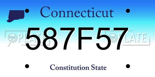 587F57 Connecticut License Plate