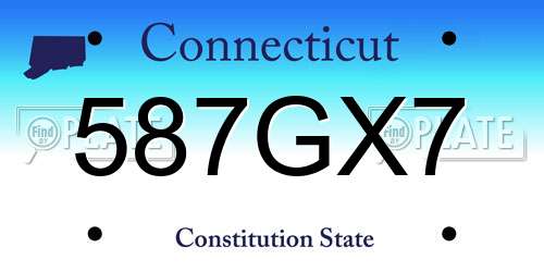 587GX7 Connecticut License Plate