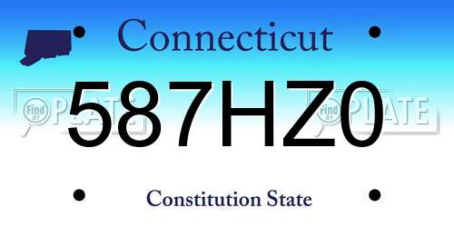 587HZ0 Connecticut License Plate
