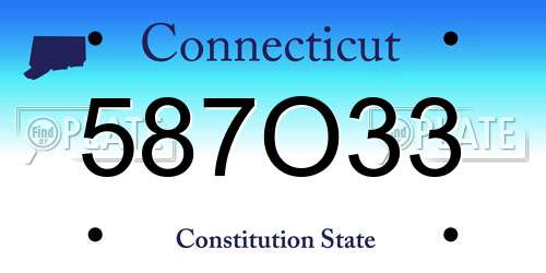587O33 Connecticut License Plate