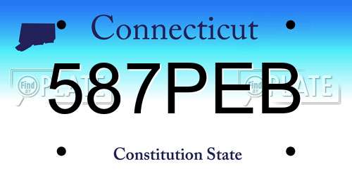 587PEB Connecticut License Plate