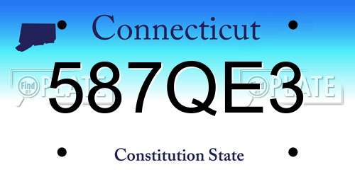 587QE3 Connecticut License Plate