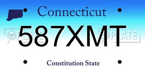 587XMT Connecticut License Plate