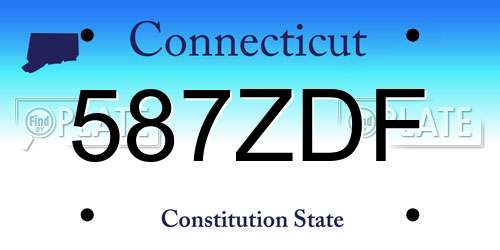 587ZDF Connecticut License Plate