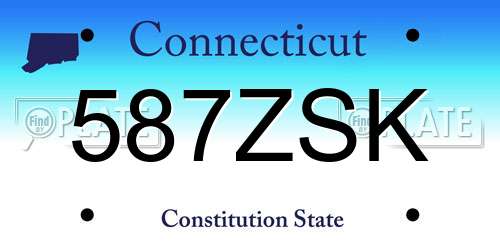 587ZSK Connecticut License Plate