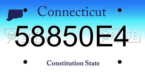 58850E4 Connecticut License Plate