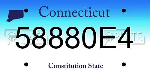 58880E4 Connecticut License Plate