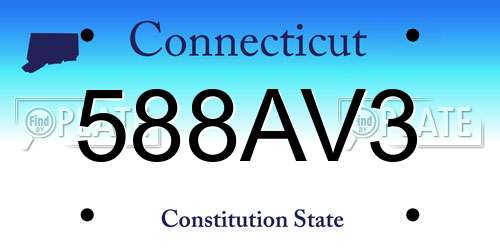 588AV3 Connecticut License Plate