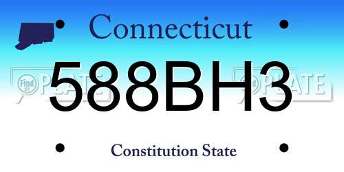 588BH3 Connecticut License Plate