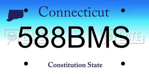 588BMS Connecticut License Plate