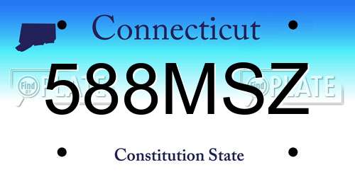 588MSZ Connecticut License Plate