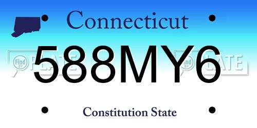 588MY6 Connecticut License Plate