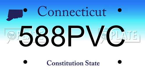 588PVC Connecticut License Plate