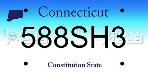 588SH3 Connecticut License Plate