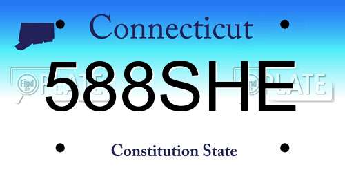 588SHE Connecticut License Plate