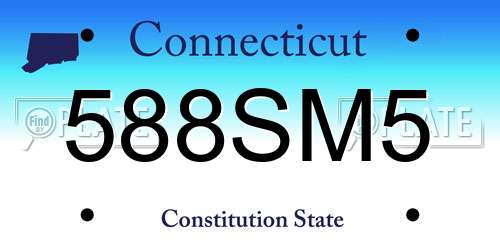 588SM5 Connecticut License Plate