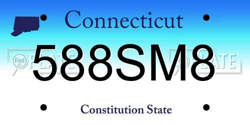 588SM8 Connecticut License Plate