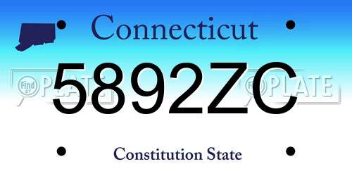 5892ZC Connecticut License Plate