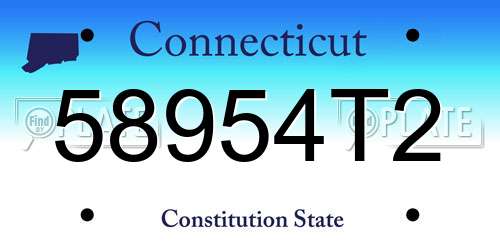 58954T2 Connecticut License Plate