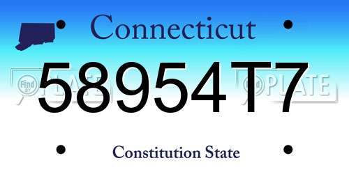 58954T7 Connecticut License Plate