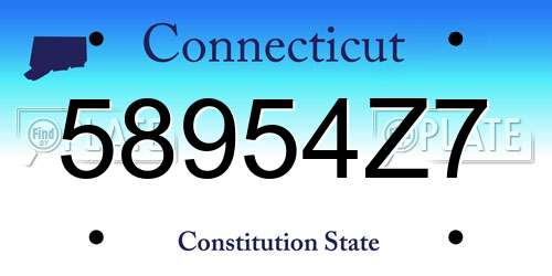 58954Z7 Connecticut License Plate