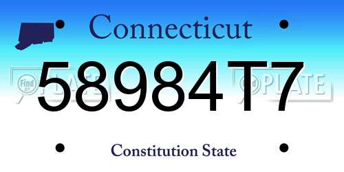 58984T7 Connecticut License Plate
