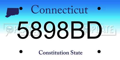 5898BD Connecticut License Plate