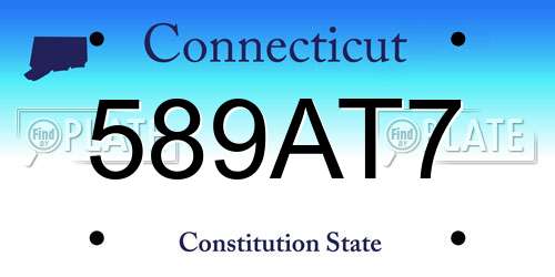 589AT7 Connecticut License Plate