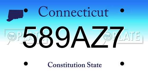 589AZ7 Connecticut License Plate