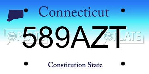 589AZT Connecticut License Plate