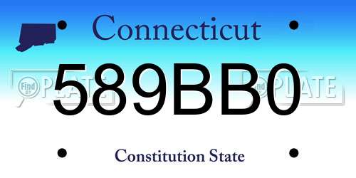 589BB0 Connecticut License Plate