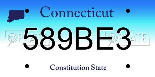 589BE3 Connecticut License Plate