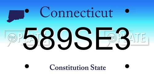589SE3 Connecticut License Plate