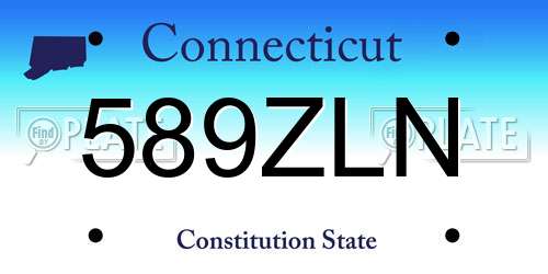 589ZLN Connecticut License Plate