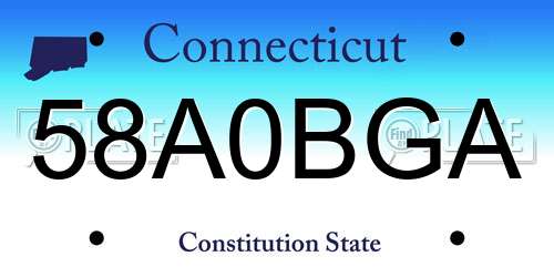 58A0BGA Connecticut License Plate