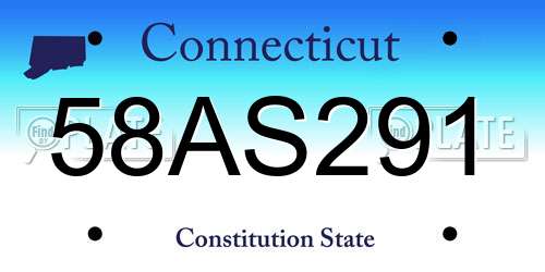 58AS291 Connecticut License Plate
